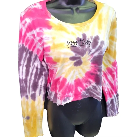 Full Circle Trends Tie Dye Long‎ Sleeve Shirt sz XL NWT - Picture 3 of 5